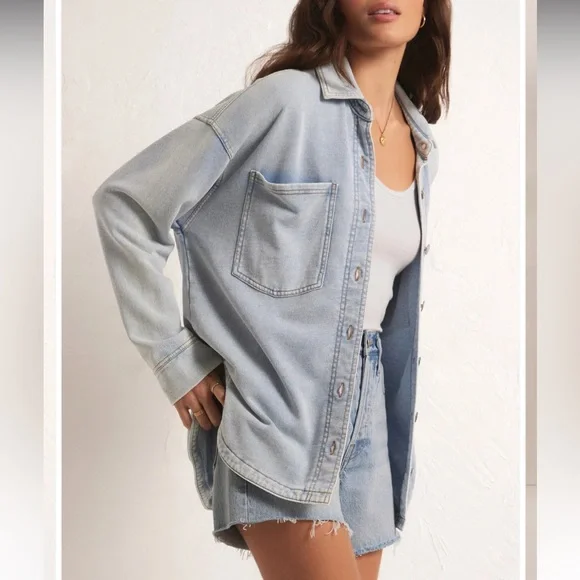 Z Supply All Day Denim Jacket in Washed Indigo - Picture 2 of 6